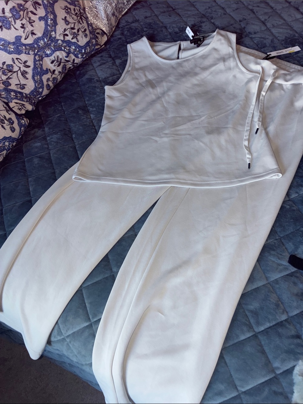 Coco + Carmen Sleeveless light grey Tank & Jogger Set